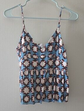 LOFT Blue, Brown & Pink Floral Top  XS